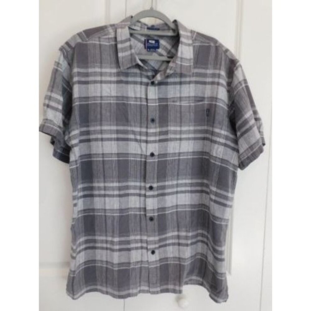 Jack O'Neill XL Collection Plaid Button-Up Grey & White Shirt Men's Linen - Picture 2 of 6